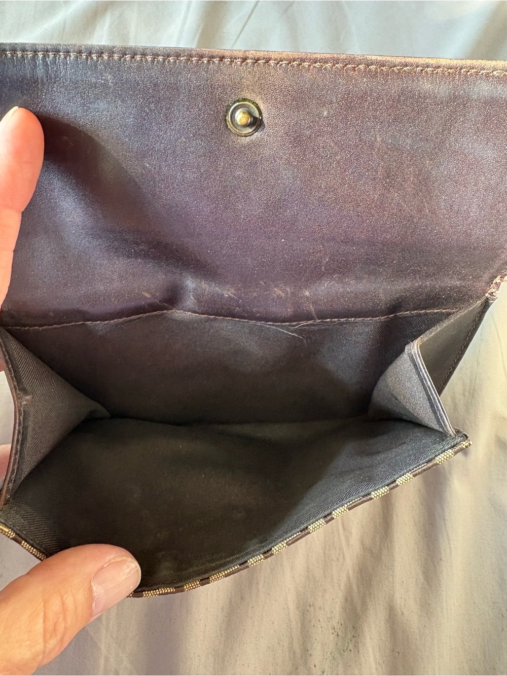 Vintage FENDI Zucchino Canvas Compact Wallet - Tobacco/Black - Read Description - Picture 7 of 13